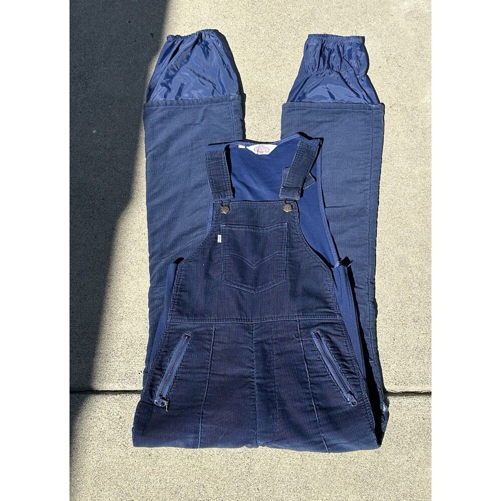 Vintage Levi’s Ski Bib Overalls Men’s Large Blue Corduroy Talon Zips Gaiters 80s